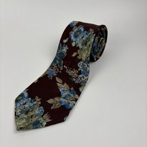 Venanzi Mens Tie Burgundy Floral Necktie Polyester